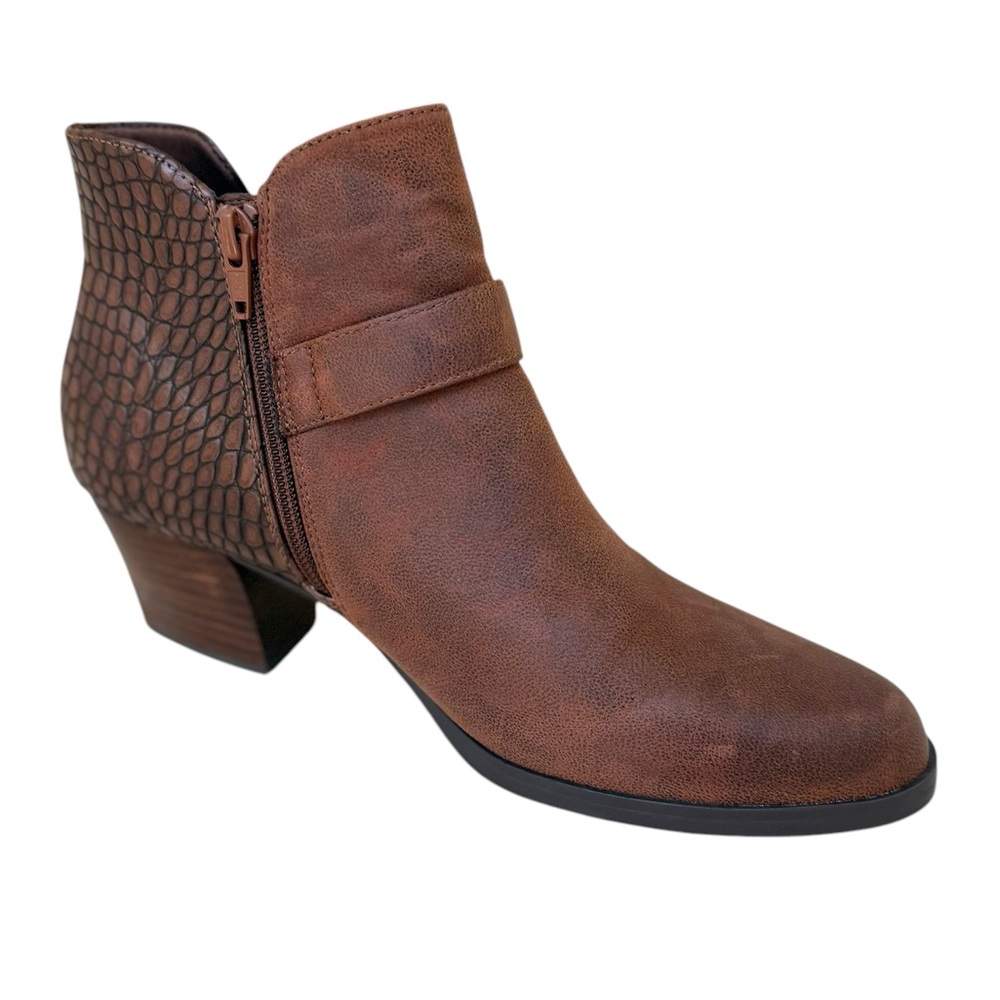 Beartraps Lexis Block Heel Bootie Brush Brown Croco Size‎ 9.5